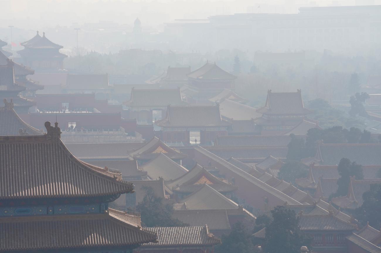 The Forbidden City is seen amid smog ahead of Chinese Lunar New Year in Beijing, China on February 13, 2018.