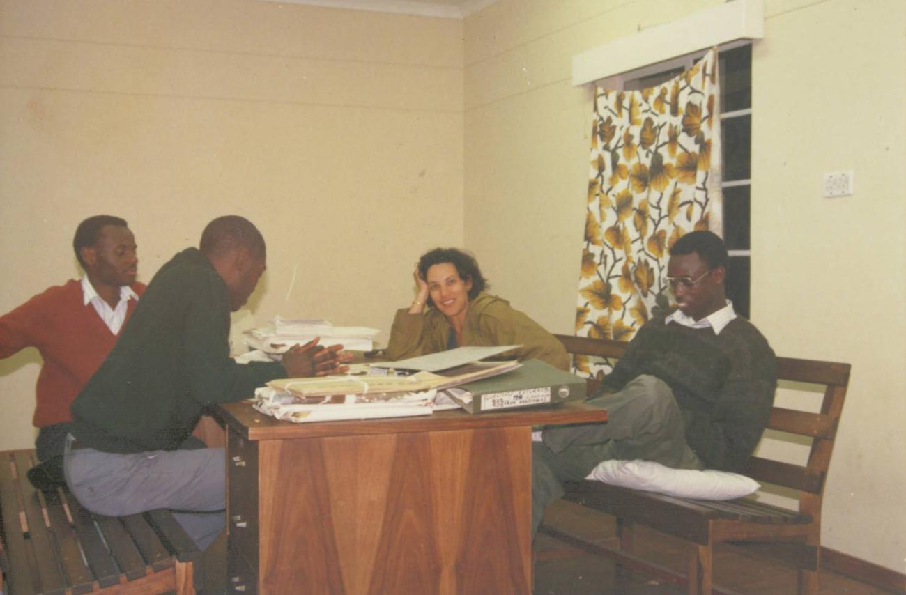 Dr. Mary Bassett with medical students, in the  Zambezi Valley, Zimbabwe, in 1989.