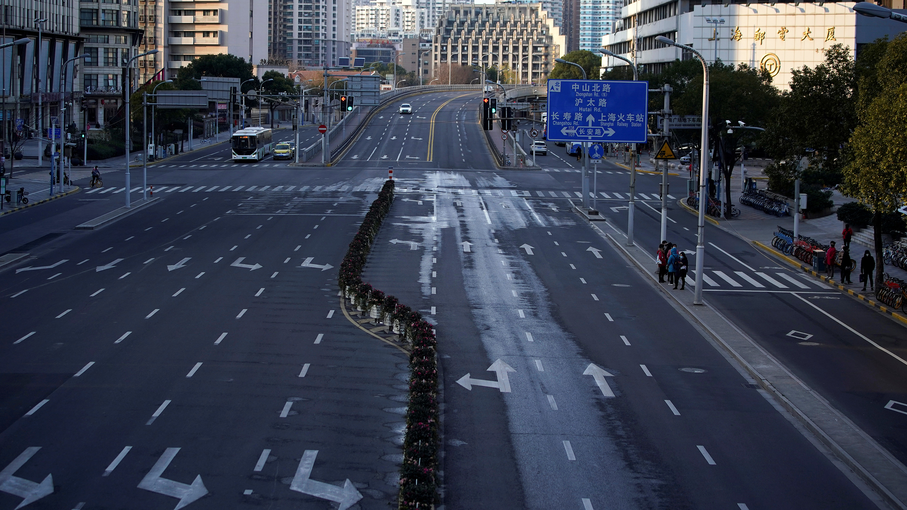 The street is almost empty.