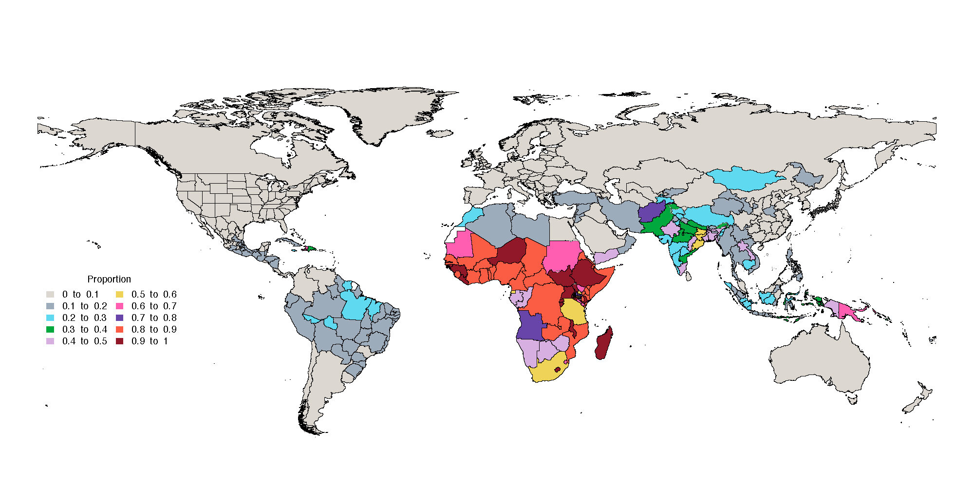 The image shows a map of the world with color-coded countries.