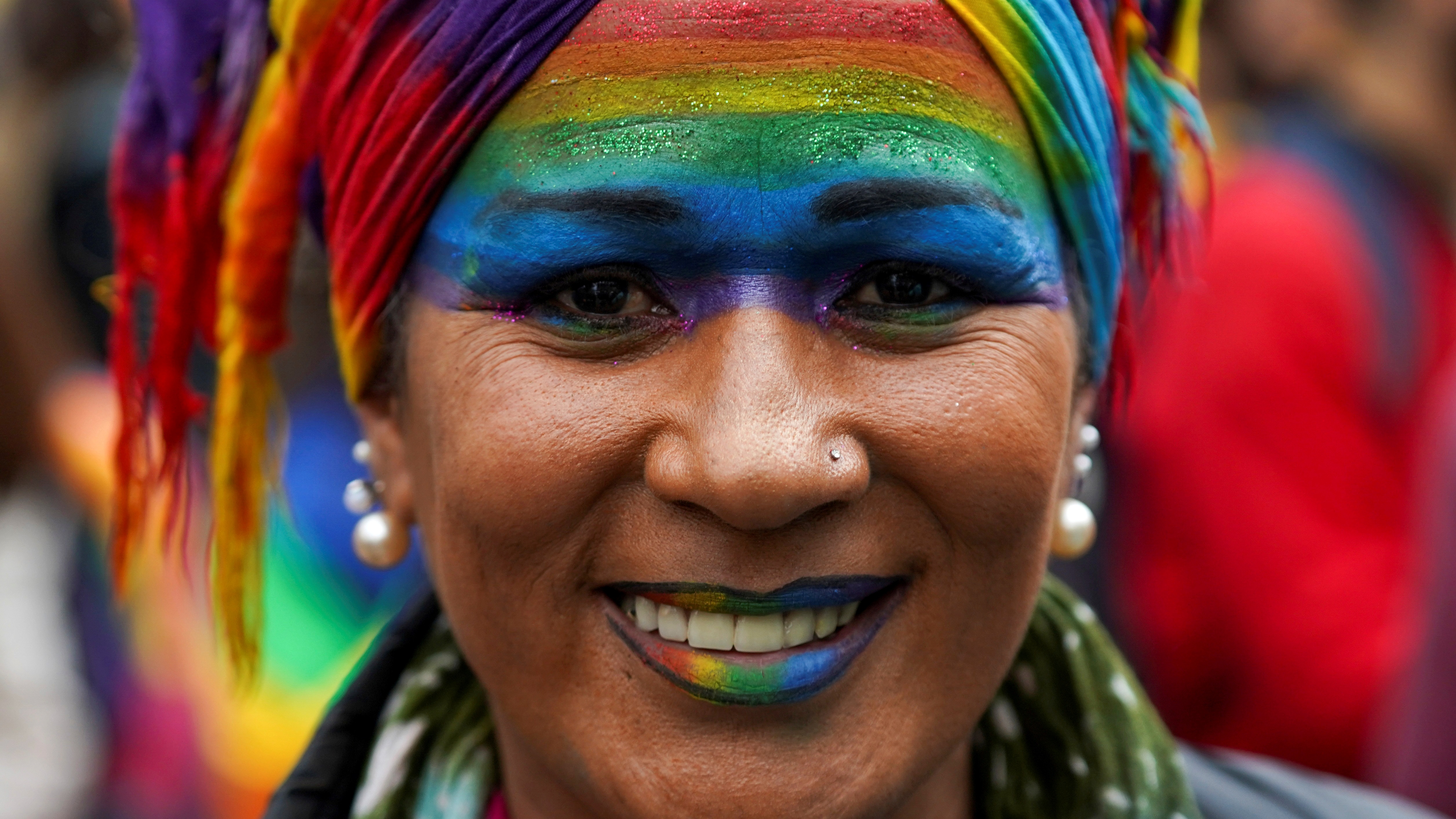 A member of the LGBT community participates in the annual Diversity March, which this year has been downscaled amid the coronavirus disease (COVID-19) pandemic, in downtown Montevideo, Uruguay September 25, 2020.