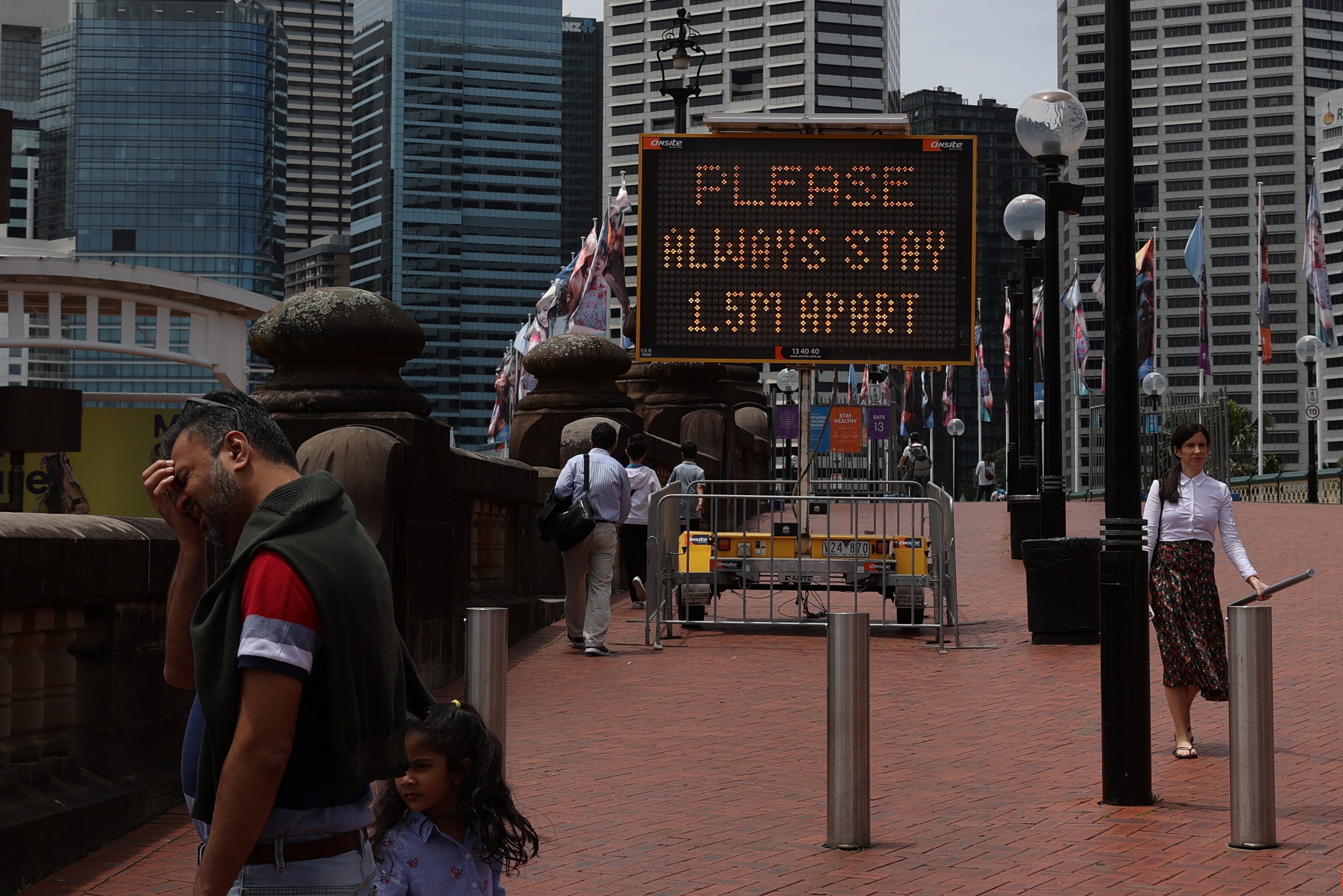 A public health warning message is posted amidst the tightening of regulations to curb the spread of the coronavirus disease in Sydney, Australia on December 30, 2020. 