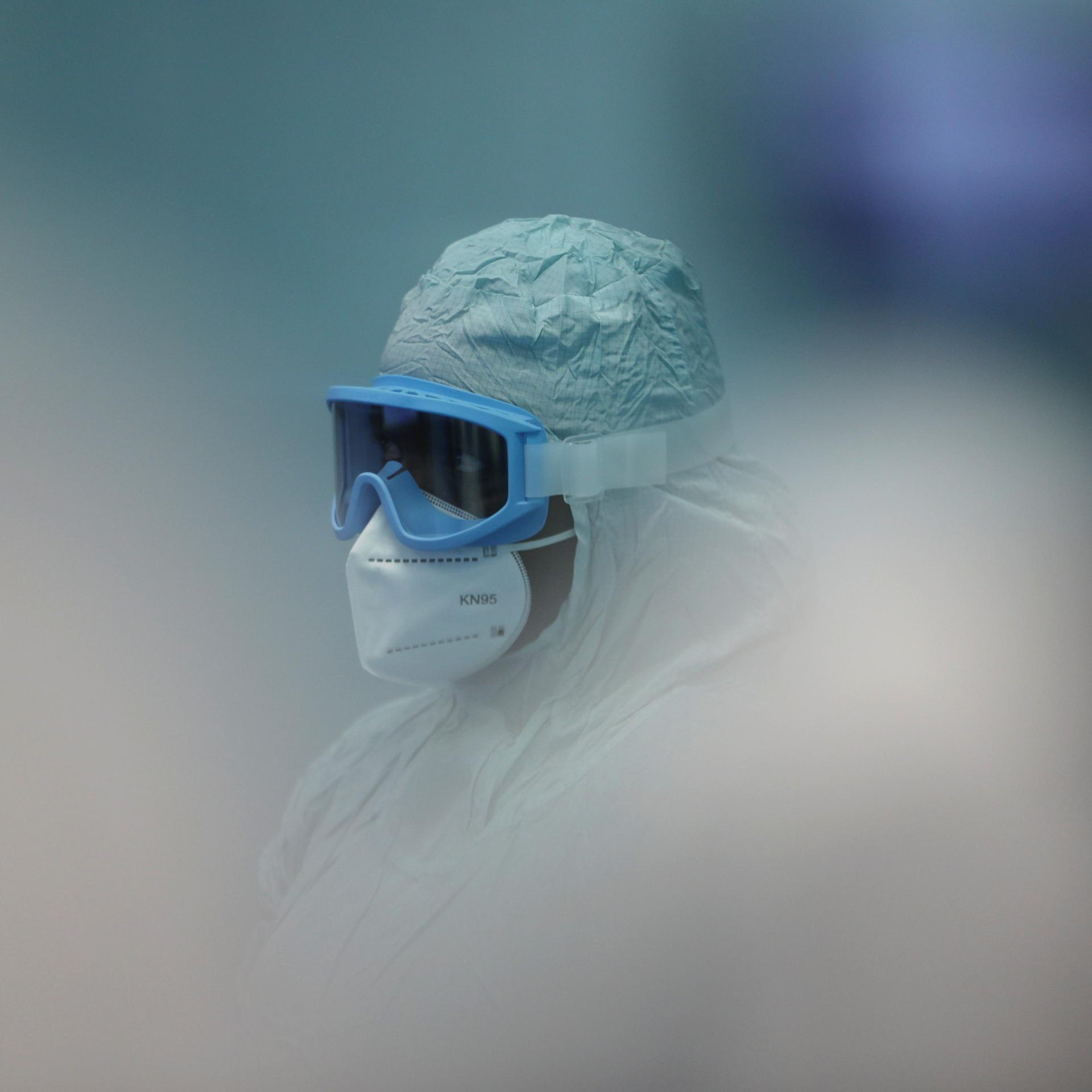 A worker is seen at Aspen Pharmacare’s Johnson & Johnson COVID-19 vaccine facility, in Gqeberha, South Africa, on October 25, 2021.