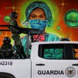 A mural in honor of health workers is pictured under a bridge in Mexico City, Mexico, on September 24, 2020.