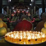 Buddhist monks pray during a ceremony to celebrate the upcoming Mid-Autumn Festival at Duoc Thuong pagoda, outside Hanoi September 11, 2011. The Mid-Autumn Festival also known as Moon Festival which takes place on the 15th day of the eighth month of the Lunar calendar, this year falls on Monday September 12. 