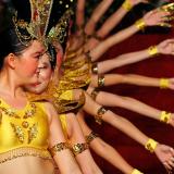 Performers dance during the opening ceremony of the Chinatown Mid-Autumn Festival 2005 in Singapore September 4, 2005.