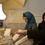 Iranian Zoroastrians pray during the historic Mehregan celebration in Tehran, on October 1, 2008. Zoroastrians living in Iran hold the Mehregan ceremony to thank God for a good summer and cold winter during the first ten days of autumn.