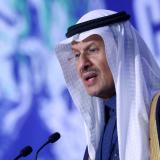Saudi Energy Minister, Prince Abdulaziz bin Salman bin Abdulaziz Al Saud speaks during the meeting.