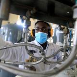  Bernard Olayo, the founder of Hewatele, an innovative oxygen supply company, checks oxygen cylinders ahead of delivery to health facilities in Nairobi, Kenya, on August 3, 2021.