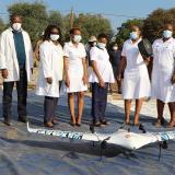 Health staff and officials gather around the drone at Lecheng Clinic, one of the four health facilities chosen for the pilot project. © UNFPA Botswana