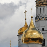 Cathedral Square, or Sobornaya Square, the central square of the Moscow Kremlin as seen on Victory Day, May 7, 2021 in Moscow, Russia.