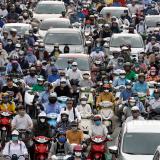 Traffic jam is seen in morning rush hour after the government eased nationwide lockdown following the COVID-19 outbreak in Hanoi, Vietnam, on May 25, 2020.