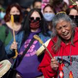 Women march to demand justice and raise awareness for Joyce Echaquan, an indigenous woman who died while subjected to racism at a hospital in September 2020, in Quebec, Canada.
