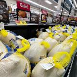 Turkeys are displayed for sale at a Jewel-Osco grocery store ahead of Thanksgiving, in Chicago, Illinois, on November 18, 2021.