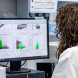 a researcher working inside a laboratory during the development of the Italian ReiThera COVID-19 vaccine, in Rome, Italy.