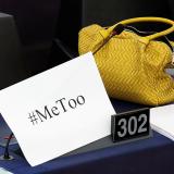 A "MeToo" placard is seen on a European Parliament member's desk during a debate to discuss preventive measures against sexual harassment and abuse at the European Parliament in Strasbourg, France.