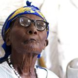 An elderly woman attends a class run by the Ujamaa self-defense program.