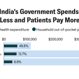 India's Government Spends Less and Patients Pay More: In 2021, India spent less on health care than other countries with a similar GDP; half of the spending was out of pocket.
