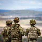 Soldiers watch the live firing exercise DYNAMIC FRONT 23 at Grafenwoehr training site in Grafenwoehr, Germany