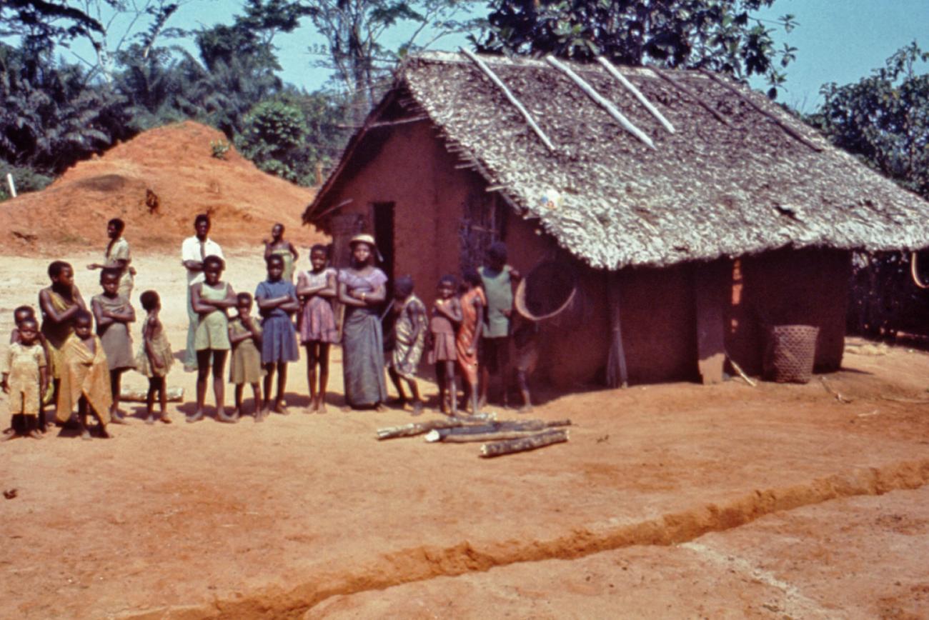 Photo of a community in Yambuku, Zaire (now Democratic Republic of Congo), waiting in line to be examined by U.S. Centers for Disease Control and Prevention (CDC) officers during 1976 Ebola outbreak.