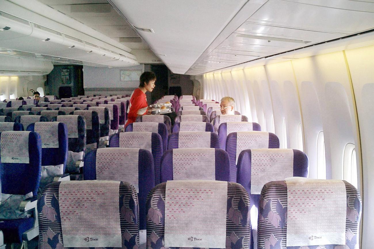 Photo shows an almost empty plane.