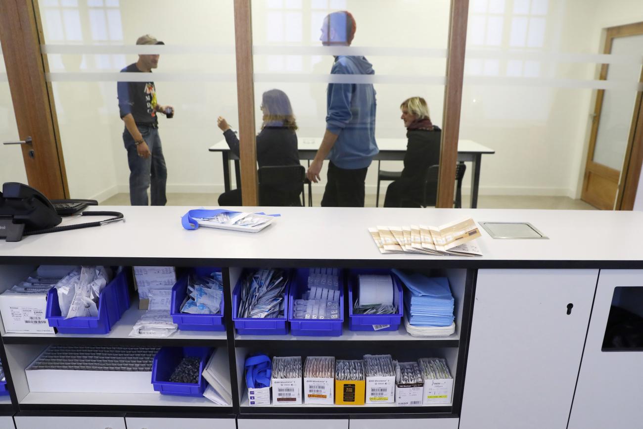 View inside the SCMR (Drug supervised injection site), the first supervised injection room for drug users, during it inauguration in Paris, France, October 11, 2016.