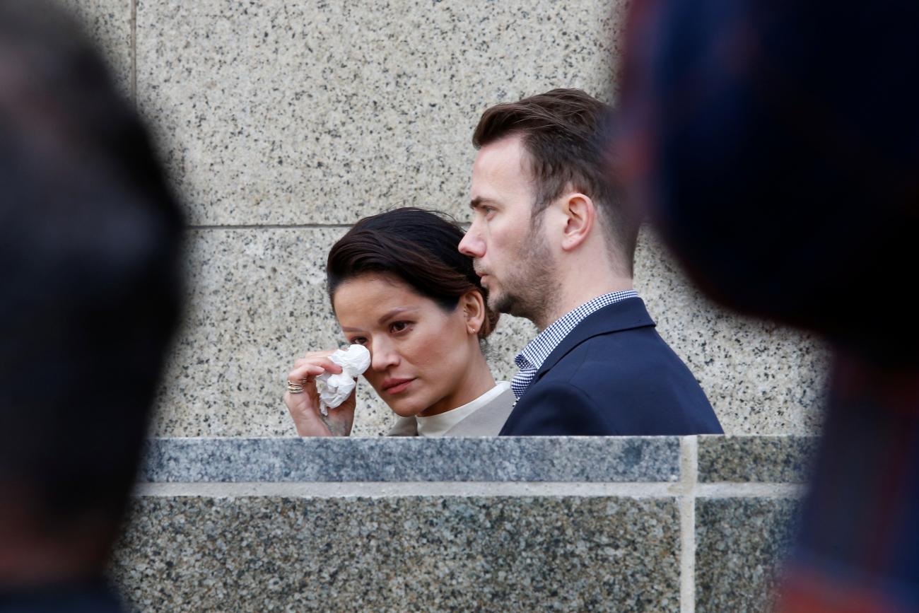 Film producer Harvey Weinstein's victim Tarale Wulff wipes her eye before speaking to the media after Weinstein's sentencing at New York Criminal Court following his sexual assault trial in the Manhattan borough of New York City, New York on March 11, 2020. Photo by REUTERS / Eduardo Munoz
