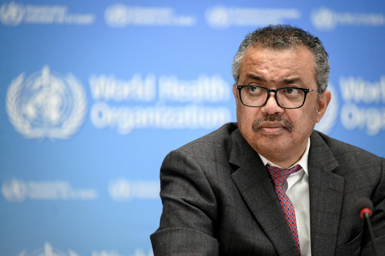 WHO Director-General Tedros Adhanom Ghebreyesus at the WHO headquarters, in Geneva, Switzerland, on October 18, 2021. 