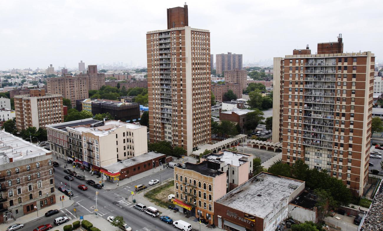 The Brownsville section of the Brooklyn borough of New York is seen from a rooftop of the Seth Low Houses July 29, 2010