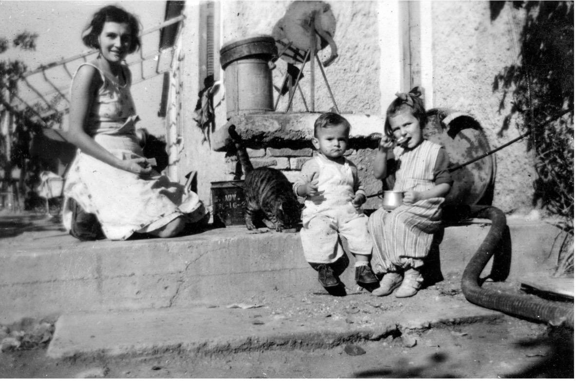 The author's grandmother, aunt, and uncle when they lived in Greece after having fled Ukraine.