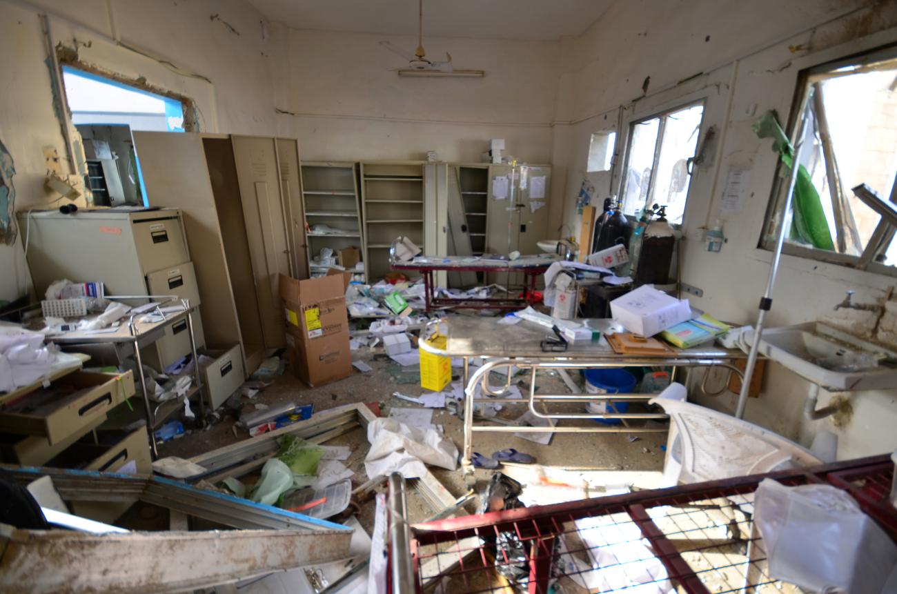 A Médecins Sans Frontières hospital was badly damaged after it was hit by a Saudi-led coalition air strike in the Abs district of Hajja province, Yemen, on August 16, 2016.