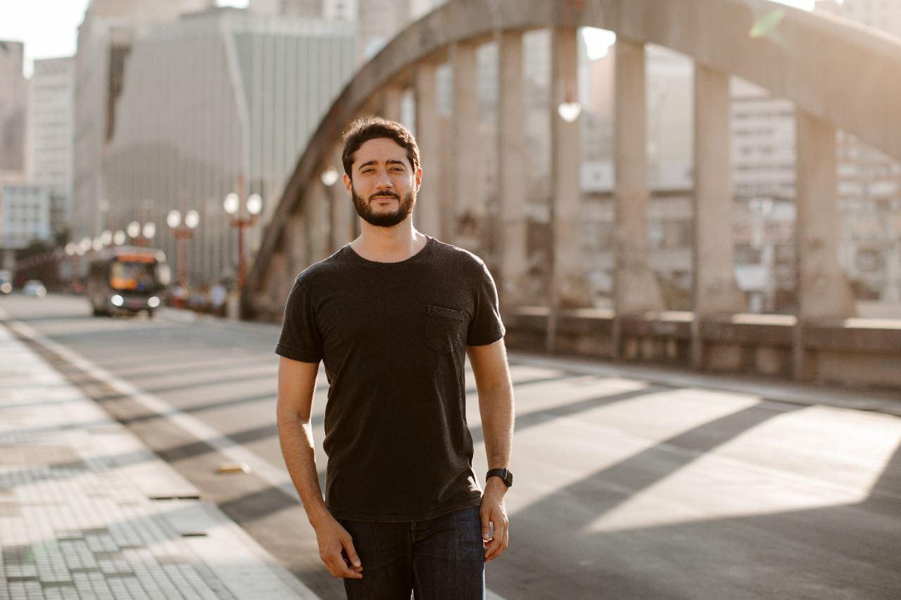 CIty Councilor Gabriel Azevedo walks along the Viaduto Santa Tereza, one of the most important tourist sites of Belo Horizonte, Brazil, in July 2020.