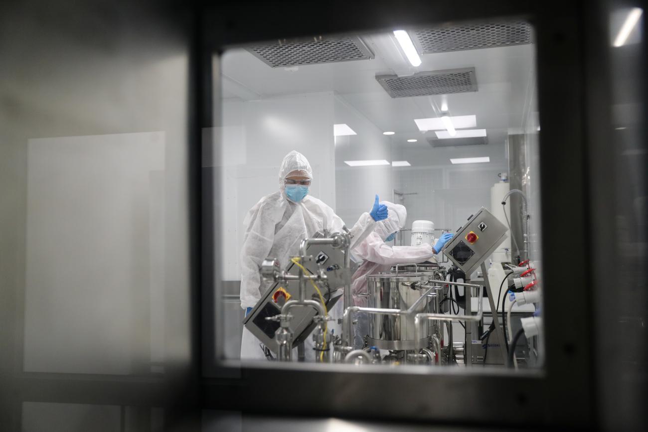 Production scientists work in a laboratory at biotech start-up, Afrigen Biologics as it gears up for the production of Africa's first COVID-19 vaccine using the mRNA platform, in Cape Town, South Africa, on June 23, 2021.
