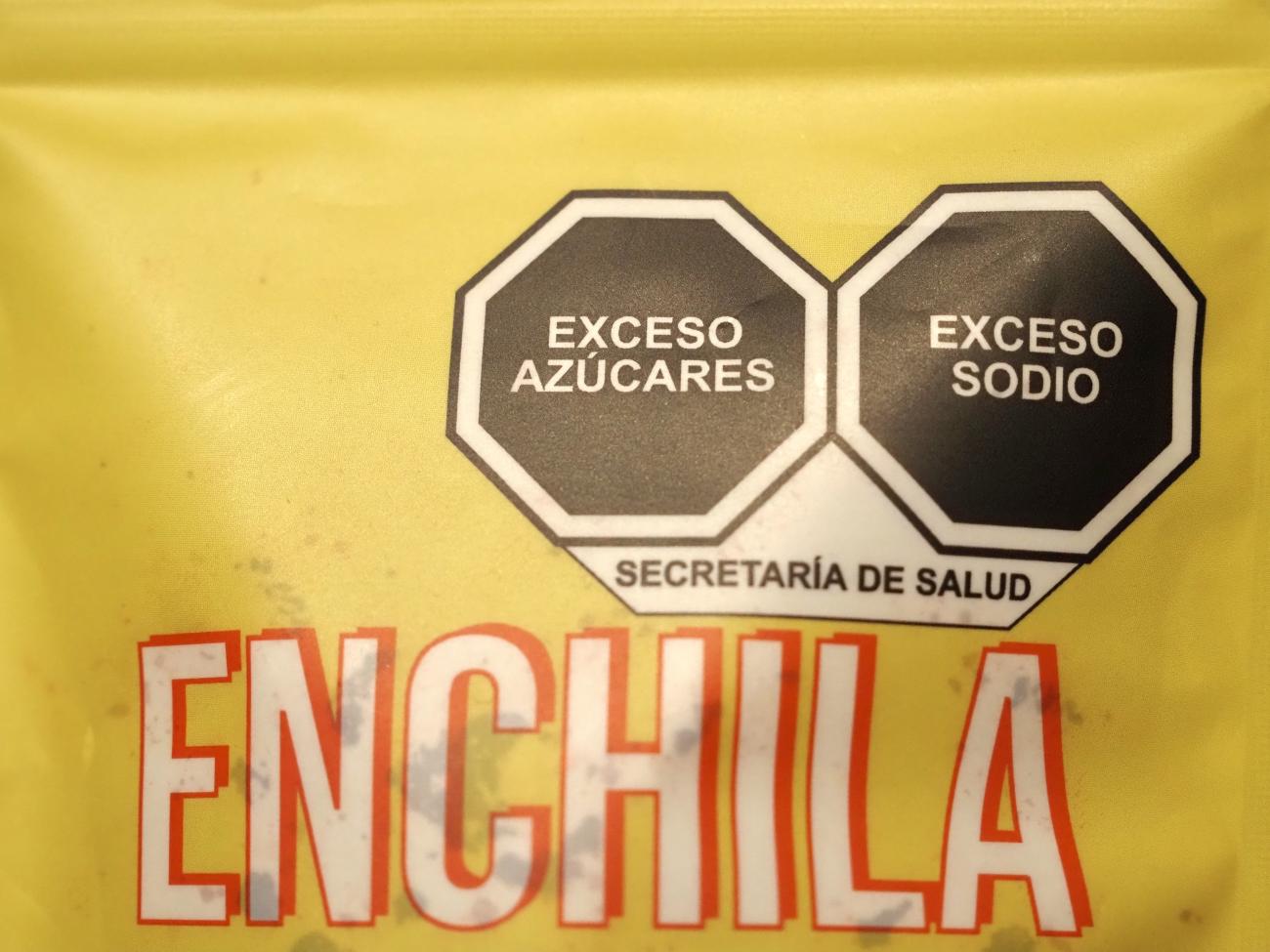 Products with warning labels in Mayelela Lopez's grocery store, in Hidalgo, Mexico, on January 2, 2023.