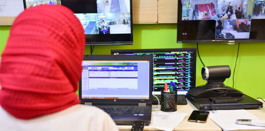 A ChildLife employee at one of their Telemedicine Satellite Centers. Photo courtesy of ChildLife Foundation