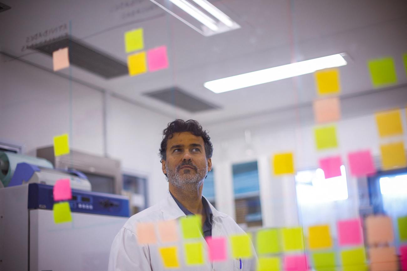 Rodrigo Nazareno, coordinator of the federal laboratory network, poses at the Reference Laboratory of the World Organization for Animal Health in Campinas, Brazil, on April 25, 2023.