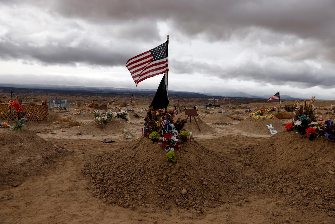 Billboards are seen at the entrance to Tohatchi, a census-designated place in McKinley County, New Mexico, amid the coronavirus disease (COVID-19) pandemic, on Navajo Nation federal trust land outside Gallup, New Mexico, U.S., December 7, 2021.