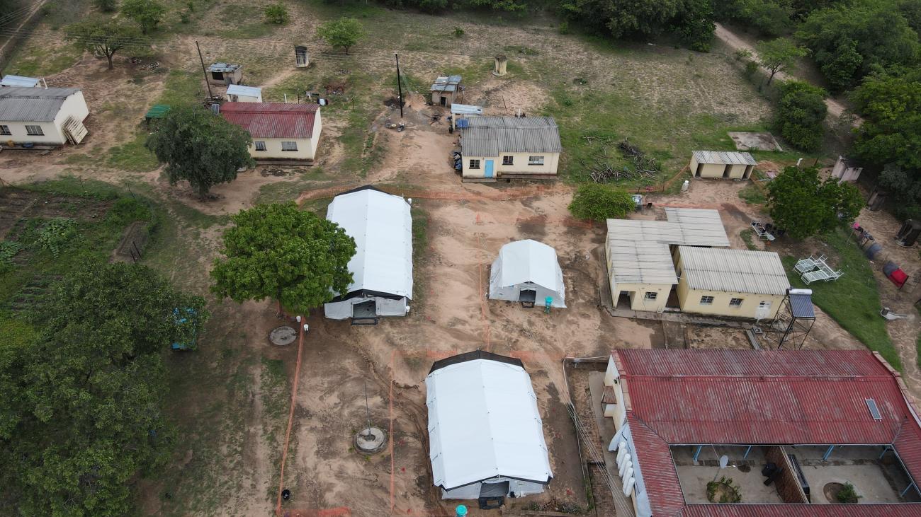 An aerial view of a cholera treatment center at Zvipiripiri clinic, in Marange, Zimbabwe, on January 19, 2024.