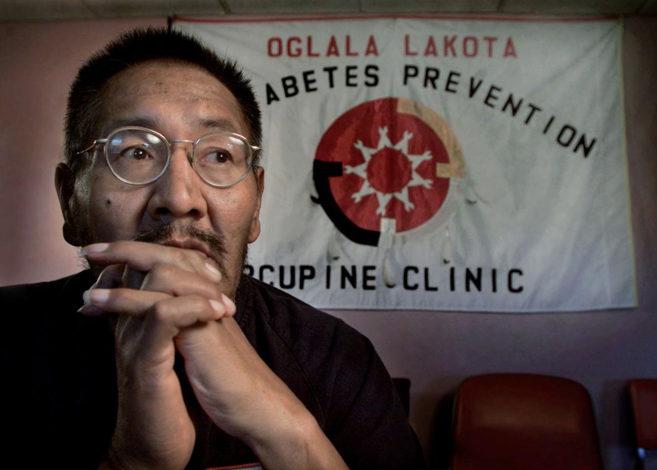 A man  in the Porcupine Clinic on the Pine Ridge Indian Reservation in South Dakota.