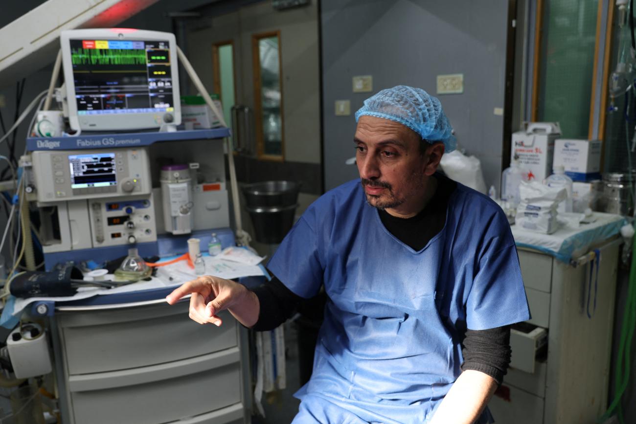 Palestinian doctor Ahmed Al-Mughraby, at Nasser hospital.