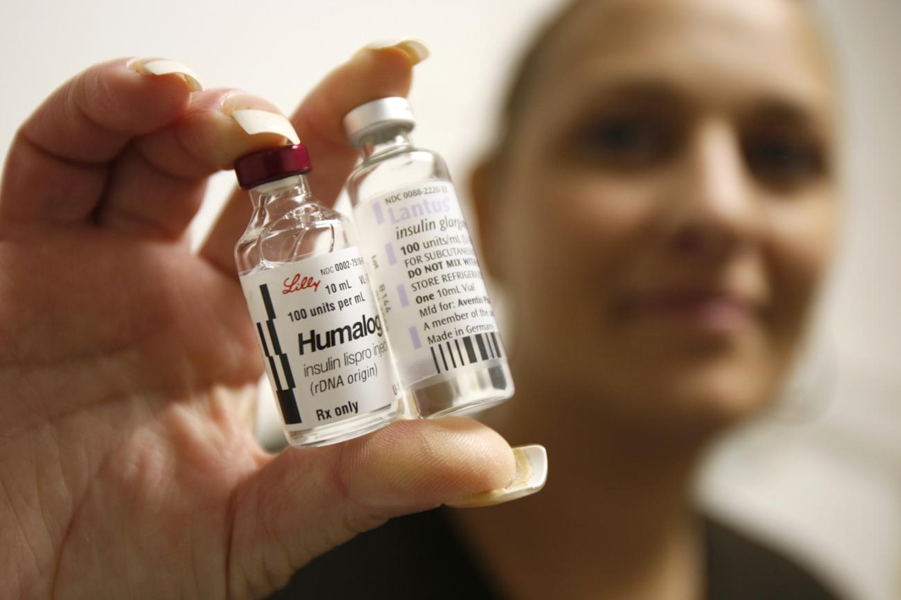 Type 1 diabetic Tamara Khachatoorian, 26, holds her bottles of insulin at the J.W.C.H. safety-net clinic in the center of skid row in downtown Los Angeles, July 30, 2007.