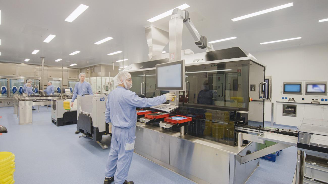 Employees work in the manufacturing of Pfizer's new RSV vaccine.