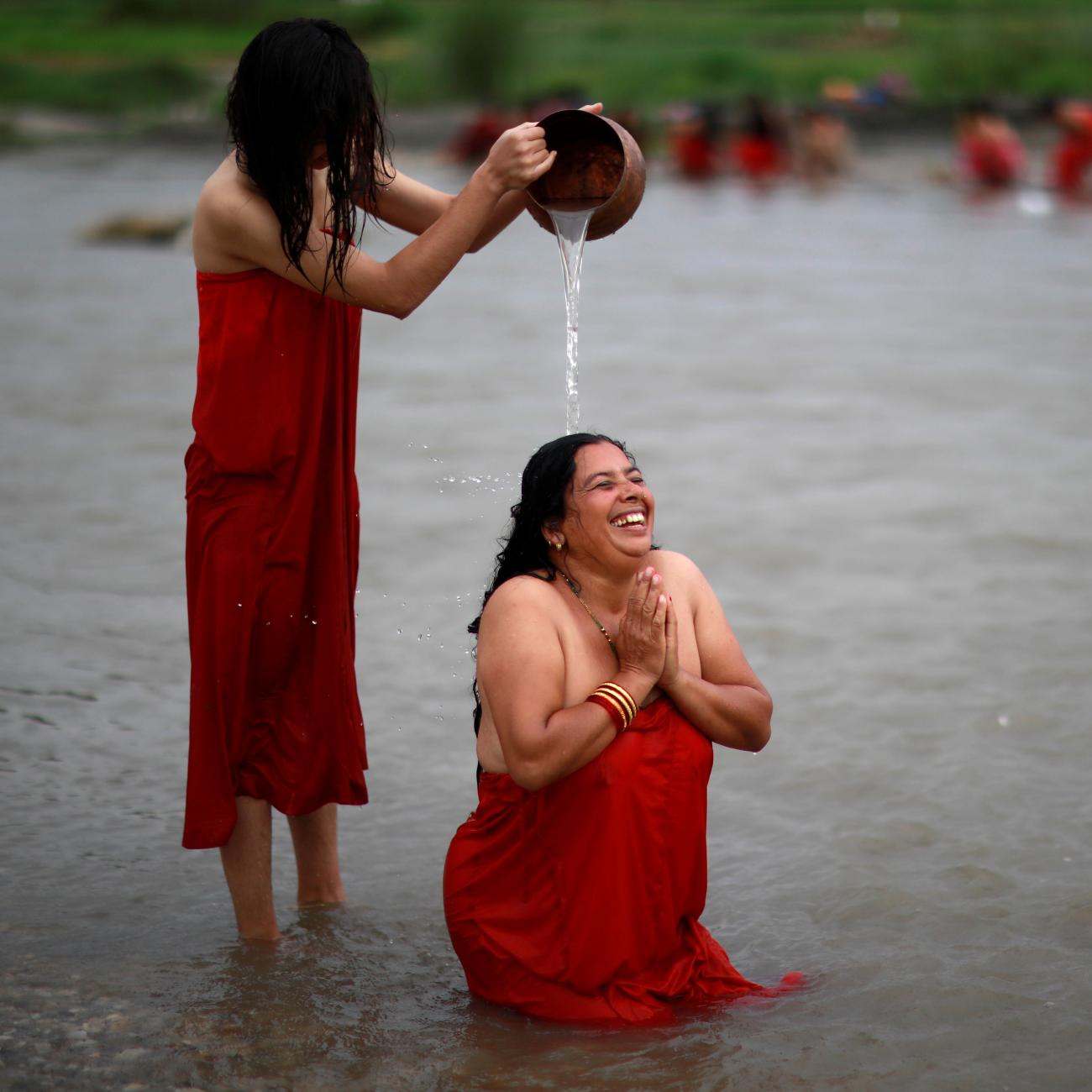 women take part in a menstruation ritual