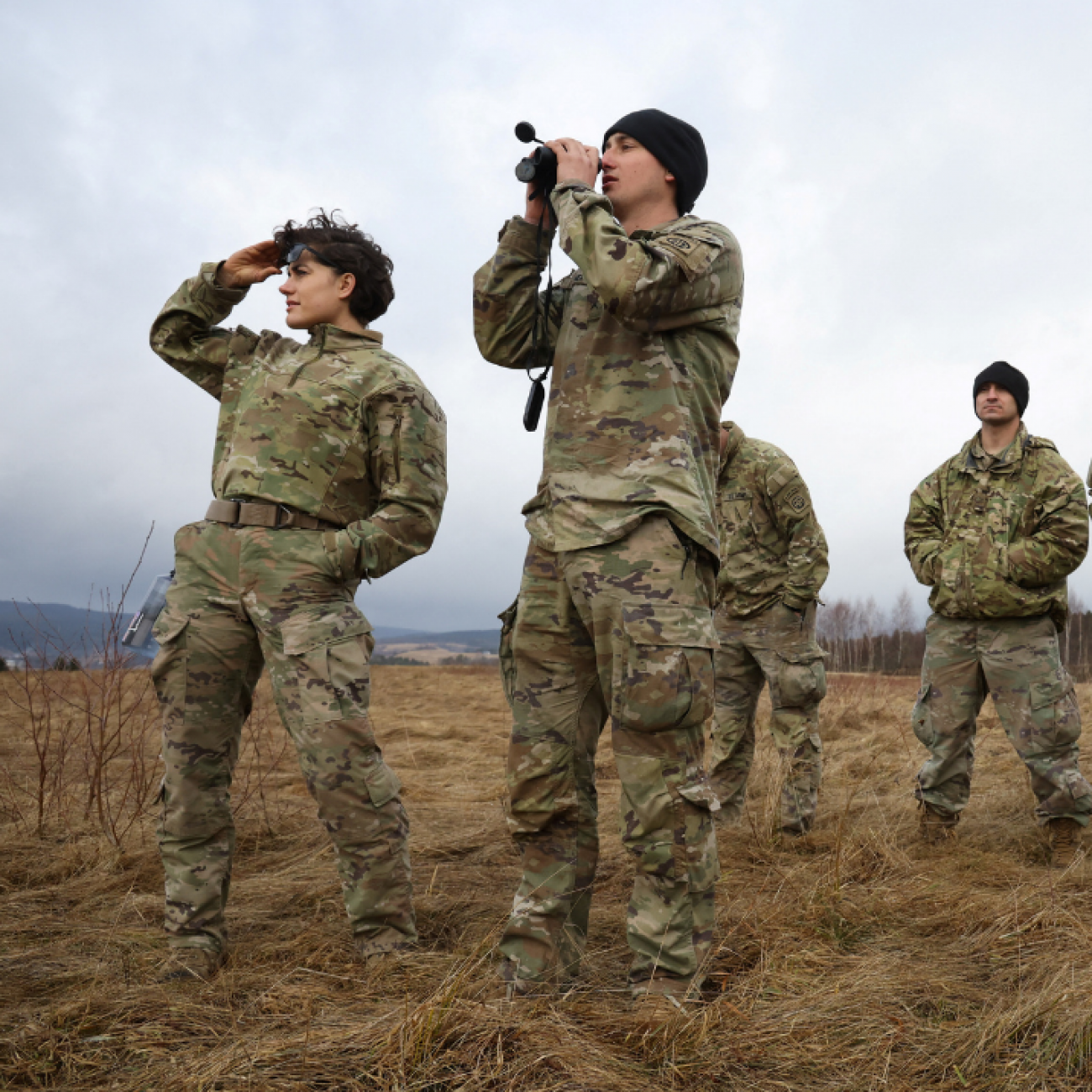 U.S. Army soldiers from the 82nd Airborne Division, deployed to Poland to reassure NATO allies, train at an airbase, near Arlamow Poland, February 23, 2022. REUTERS/Kacper Pempel