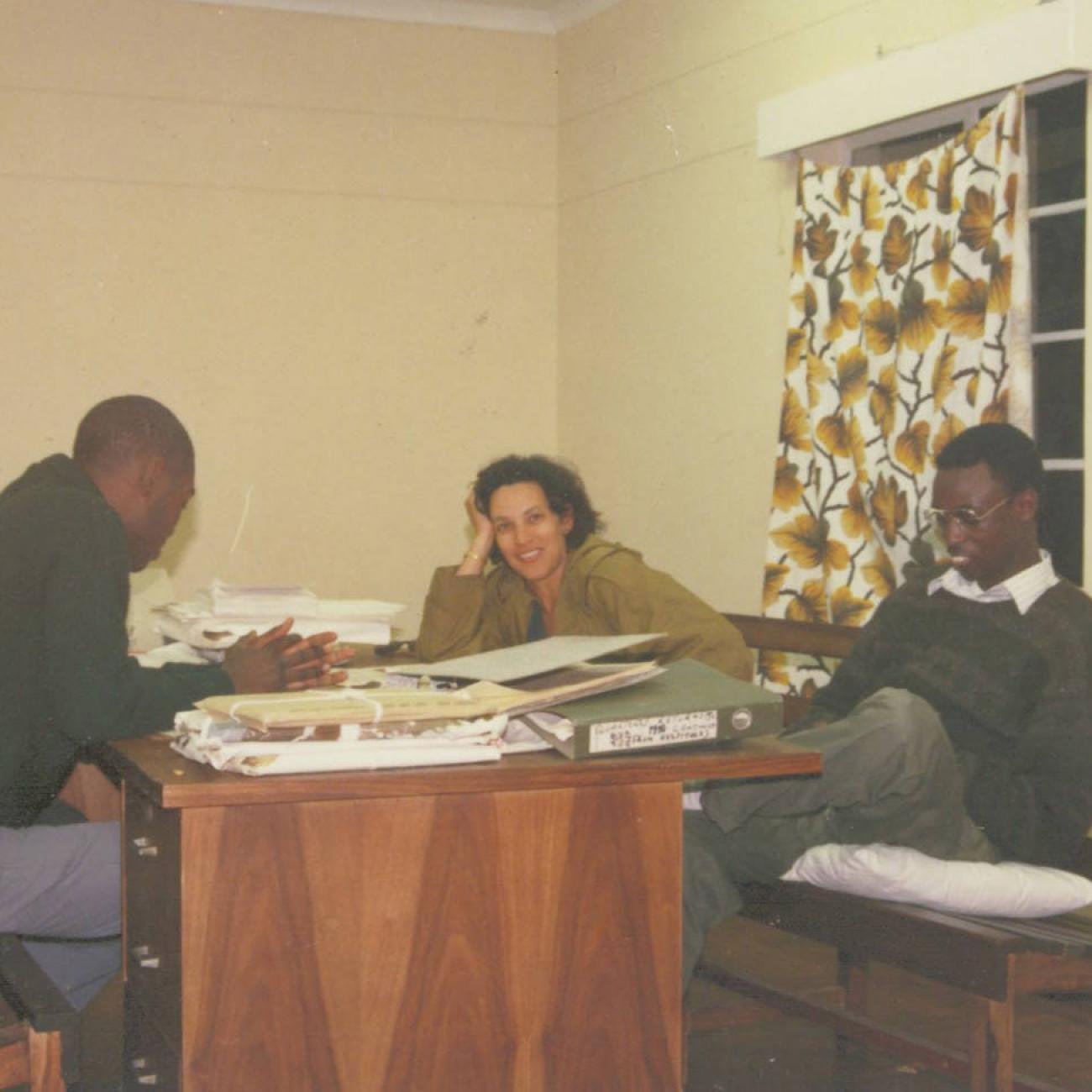 Dr. Mary Bassett with medical students, in the  Zambezi Valley, Zimbabwe, in 1989.