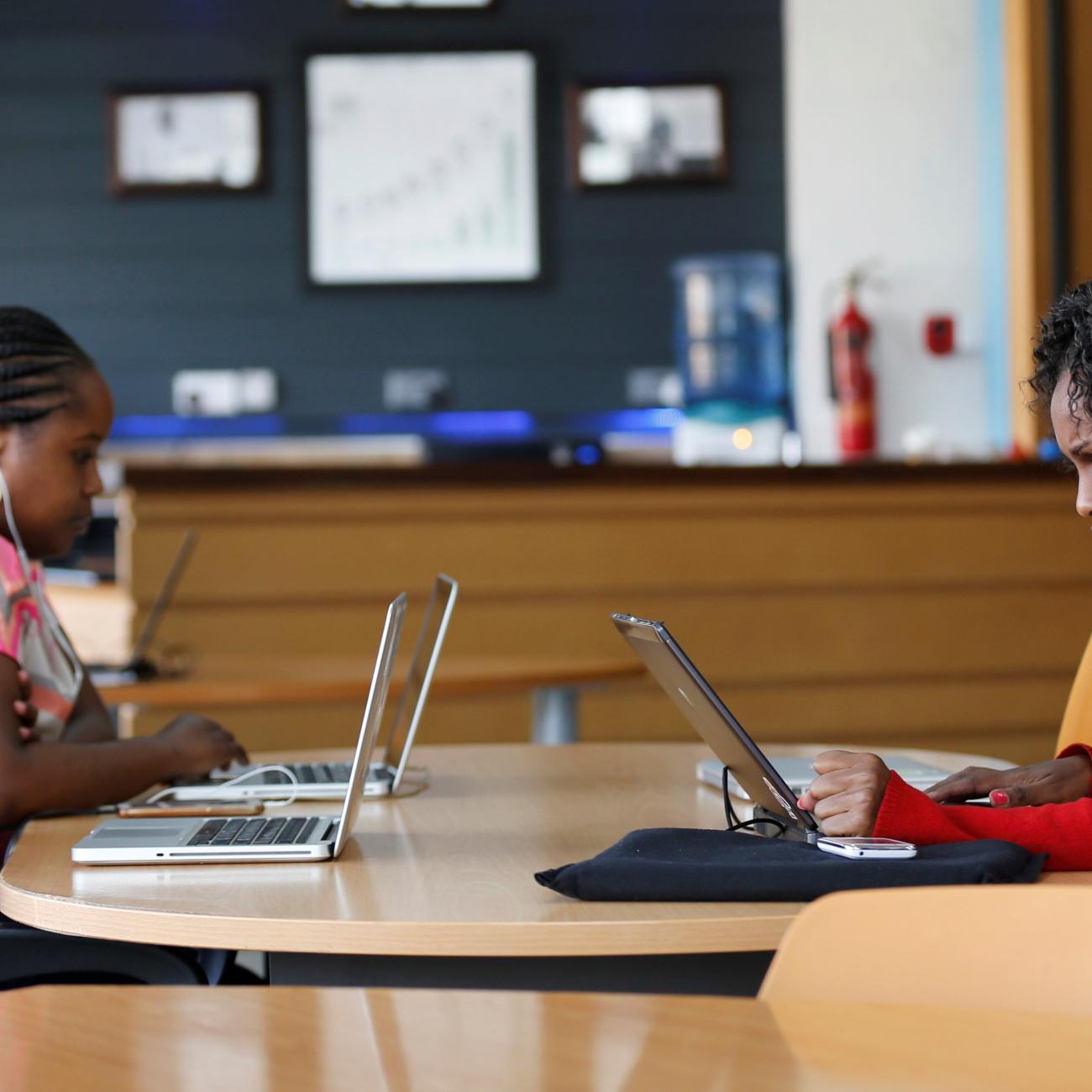 Entrepreneurs work on their projects at Nailab, a Kenyan firm that supports technology startups.