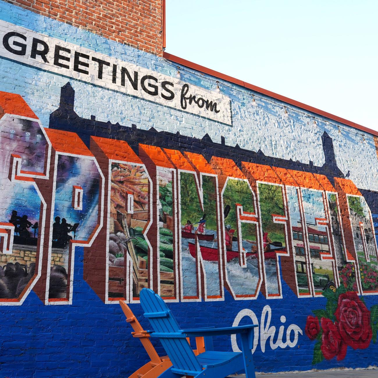 A mural adorns a wall in the city of Springfield, Ohio.