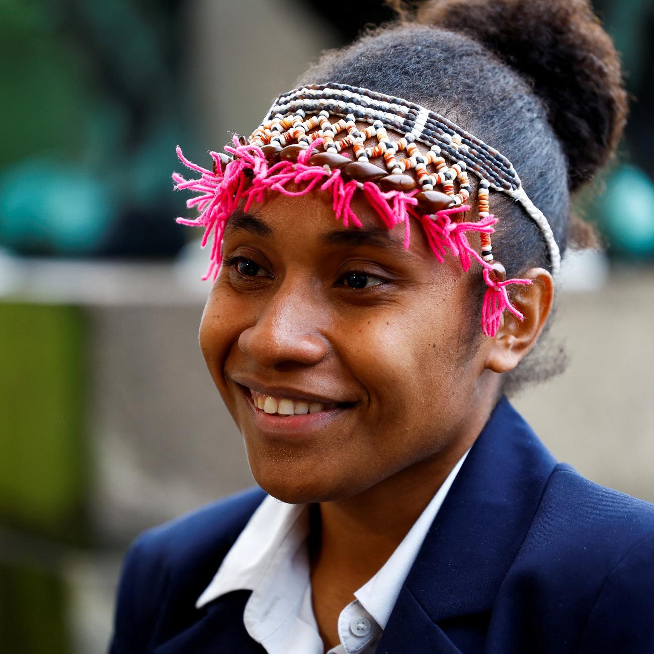 Cynthia Houniuhi, Solomon Islands youth climate activist, speaks during the United Nations' top court International Court of Justice (ICJ) public hearings, in The Hague, Netherlands, December 2, 2024.