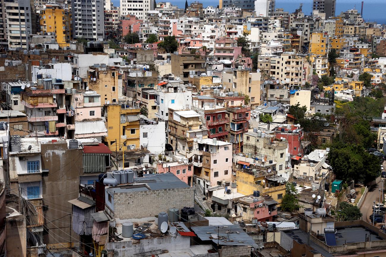 A general view shows buildings in Beirut during Lebanon's countrywide lockdown to combat the spread of coronavirus on April 1, 2020. Picture shows a view of a section of city filling the fame with buildings but very few people apparent on the streets. REUTERS/Mohamed Azakir