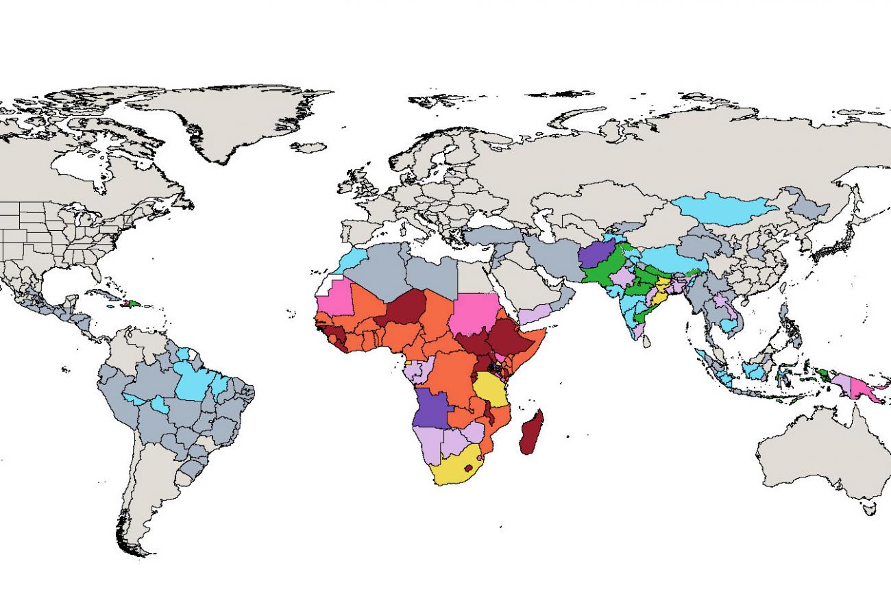 Proportion of population with no access to hand-washing in 2019. The map shows that hand-washing access is lowest in low-income countries in sub-Saharan Africa, South Asia and the Caribbean. 